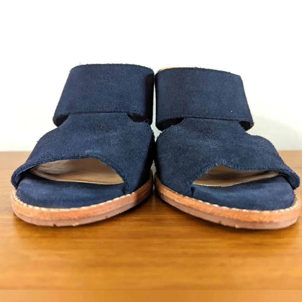 Ugg Blue Suede Leather Preppy Academia Coastal Capsule Sailor Chic Heels 8